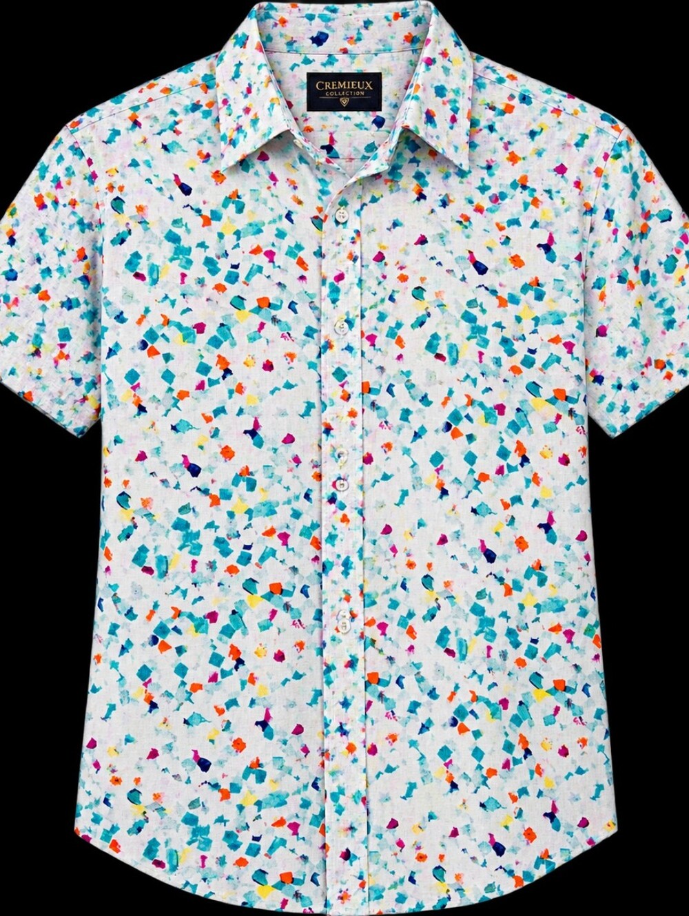 Daniel Cremieux Men's Short-Sleeve White Confetti Print Shirt
